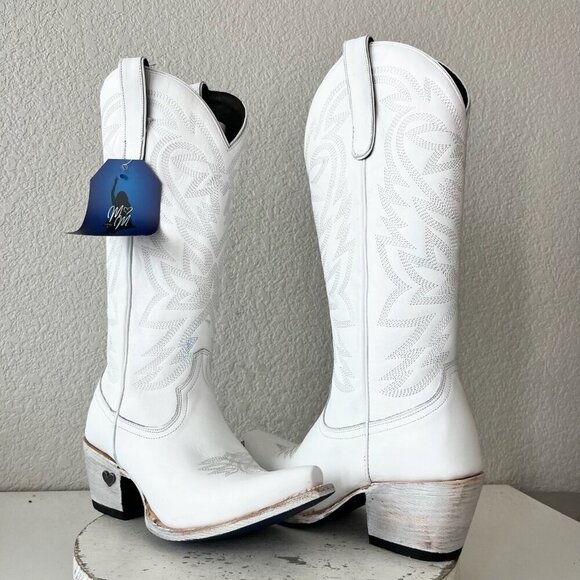 Lane MEGAN MORONEY Smokeshow Womens Cowboy Boots 9 White Western Cowgirl Tall - Picture 1 of 16